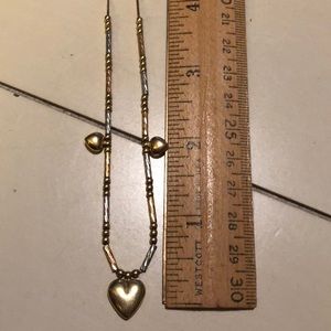 14k tri colored gold heart necklace